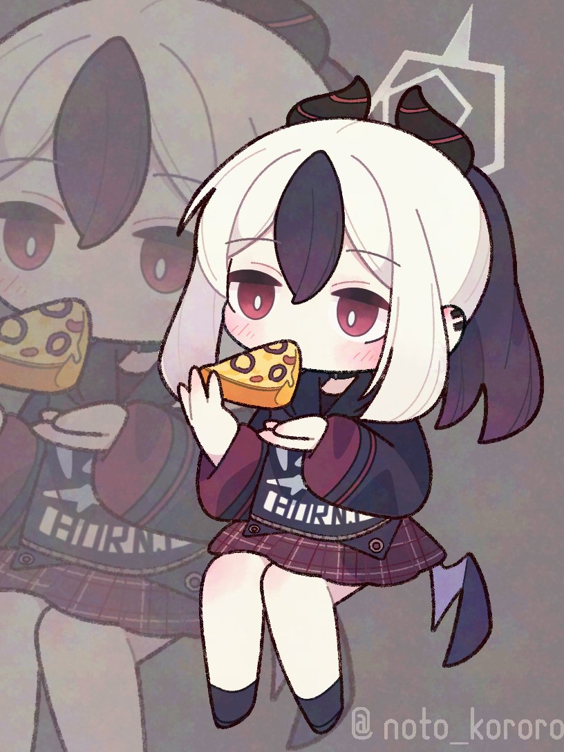 1girl, black_jacket, black_socks, blue_archive, bright_pupils, chibi, chibi_only, choker