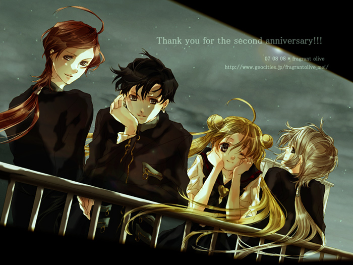 00s, 1990s_(style), 1girl, 2007, 3boys, androgynous, bishoujo_senshi_sailor_moon, bishoujo_senshi_sailor_moon_sailor_stars