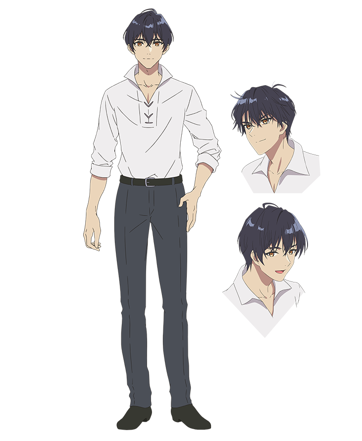 3boys, ahoge, anime_coloring, belt, black_hair, brown_eyes, closed_mouth, collarbone