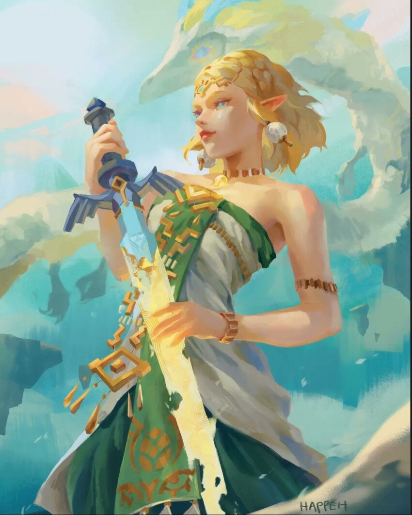 1girl, armlet, artist_name, bare_shoulders, bracelet, braid, breasts, circlet