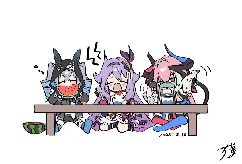>_<, 3girls, animal_ear_hood, animal_ears, blue_eyes, blue_hair, bronya_zaychik, bronya_zaychik_(haxxor_bunny)