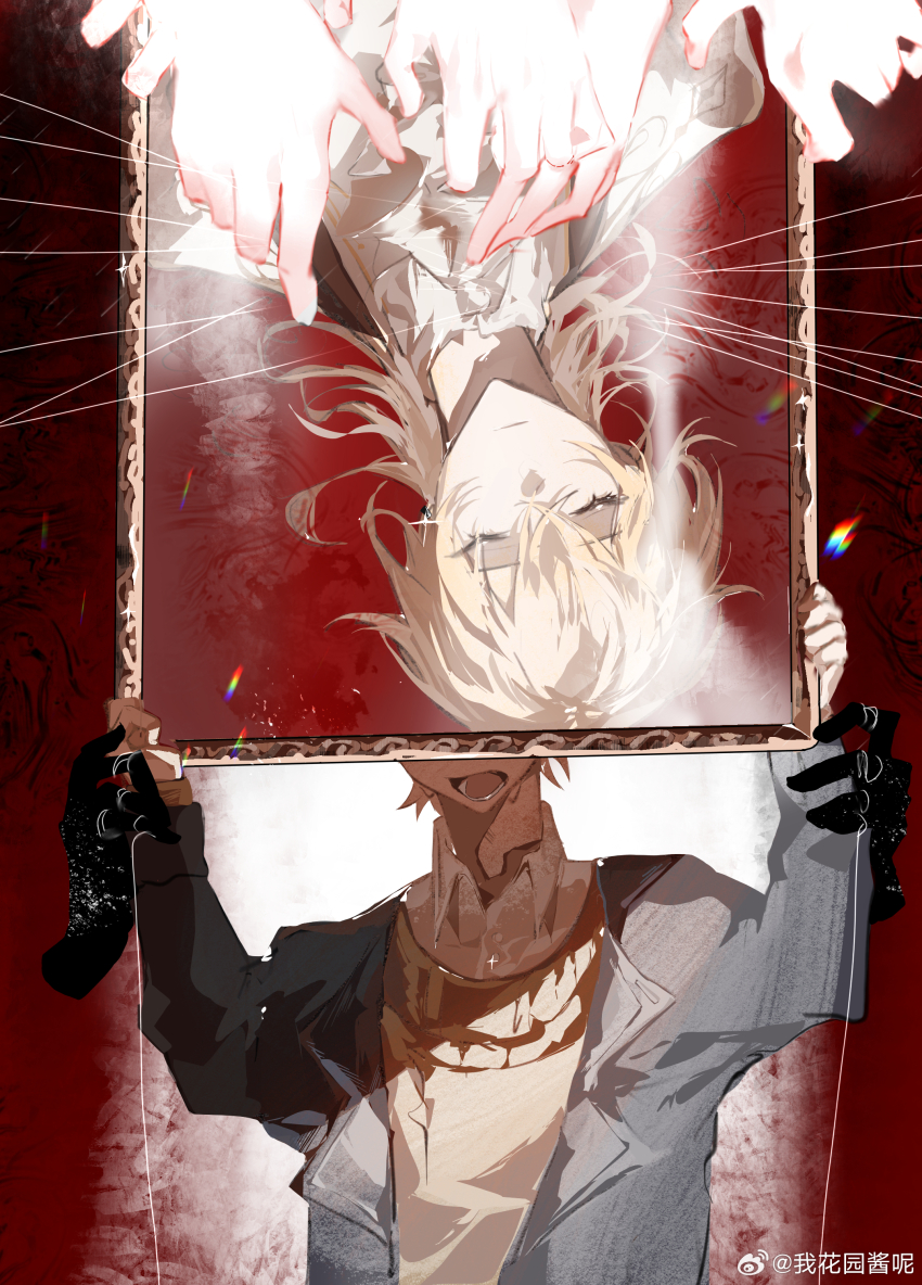 1boy, absurdres, alkaid_mcgrath, alkaid_mcgrath_(eden), ascot, blonde_hair, blue_jacket, chinese_commentary