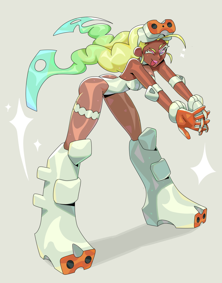 1girl, :p, absurdres, bare_shoulders, boots, braid, breasts, caranvolo