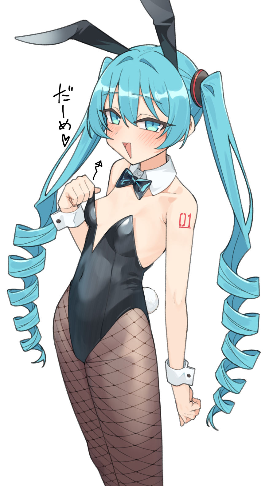 1girl, alternate_costume, animal_ears, black_bow, black_bowtie, blue_eyes, blue_hair, blush