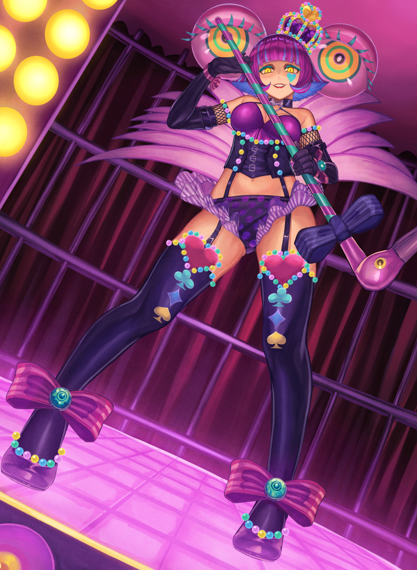 1girl, absurdres, blunt_bangs, cane, female_focus, full_body, heart, highres