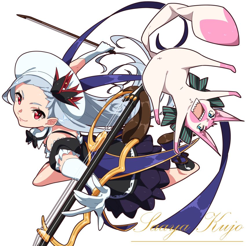 1girl, absurdres, animal, black_dress, blue_boots, blue_eyes, blue_hair, boots