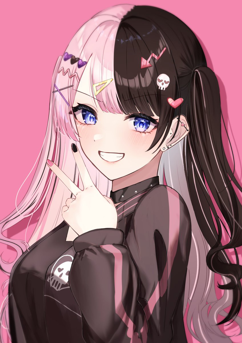 1girl, 717minami, barbell_piercing, black_hair, black_jacket, black_shirt, blue_eyes, ear_piercing