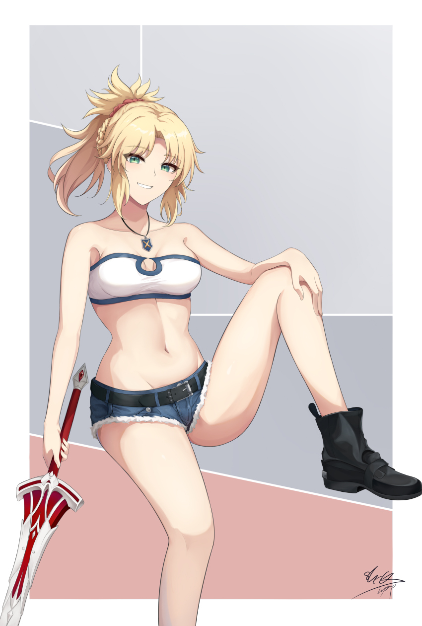 1girl, absurdres, bare_arms, bare_legs, bare_shoulders, belt, black_belt, black_boots