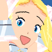 1girl, armlet, blonde_hair, blue_eyes, close-up, code_of_princess, gorget, jewelry