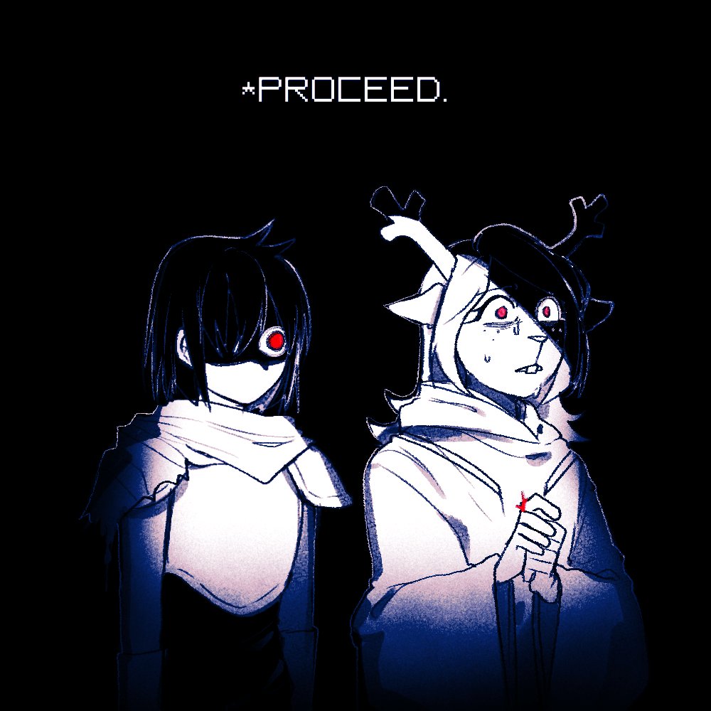 1girl, 1other, animal_ears, antlers, armor, buck_teeth, commentary, deer_antlers