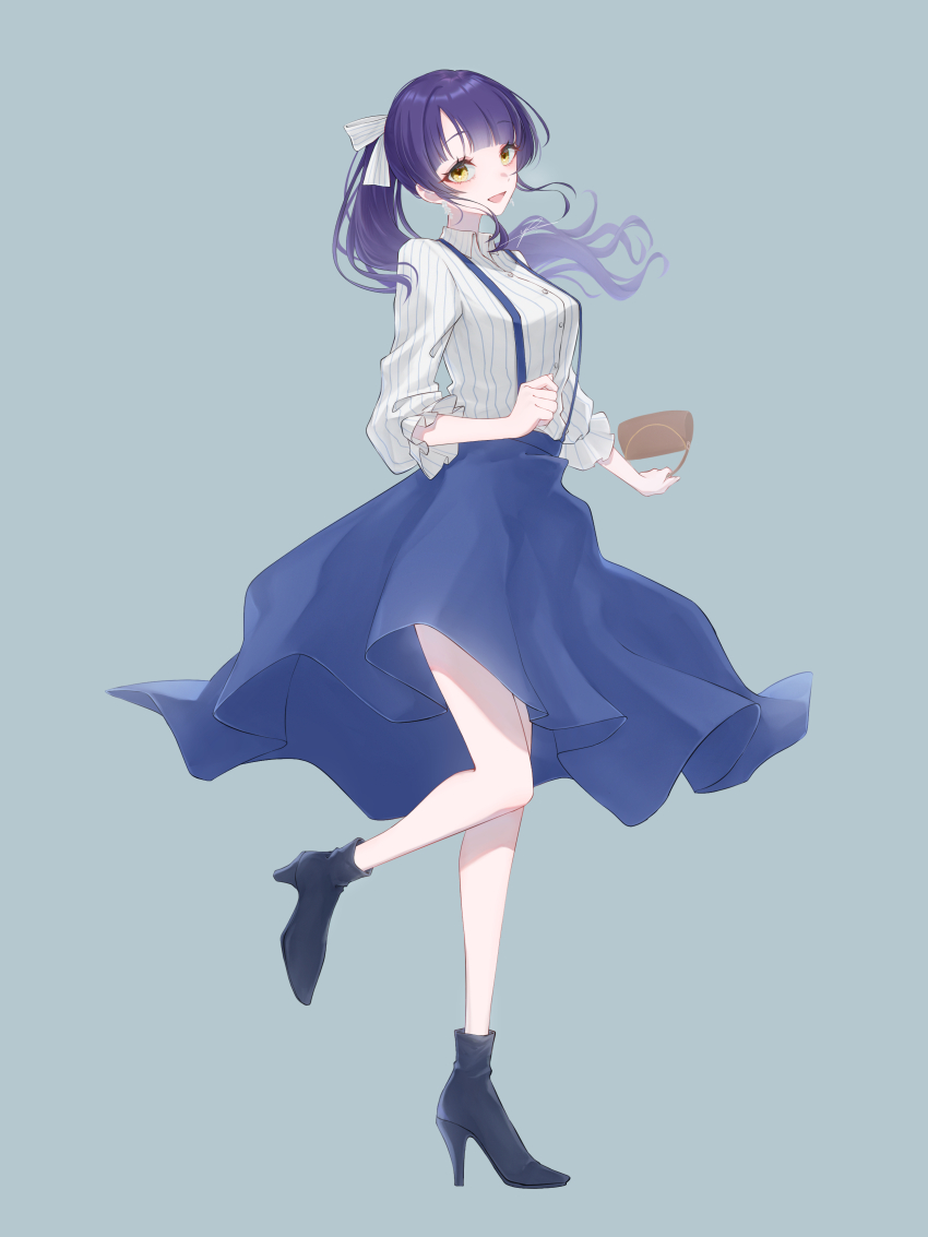 1girl, :d, absurdres, aquarium_wa_odoranai, bag, blush, breasts, clenched_hand