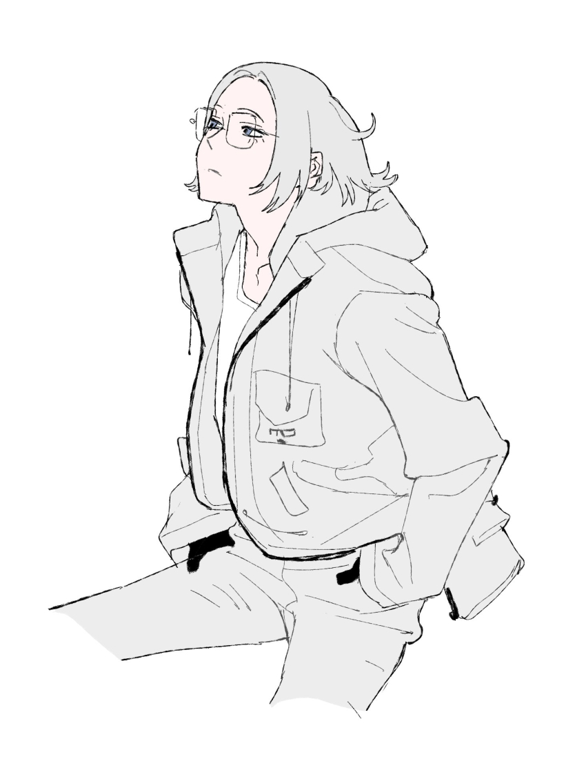 1boy, adc_mt, aotsuki_eito, black_gloves, breast_pocket, cropped_legs, glasses, gloves