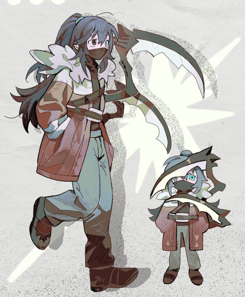 1boy, aqua_eyes, bakori514_(h_akka), black_eyes, black_hair, black_shirt, brown_jacket, brown_shoes