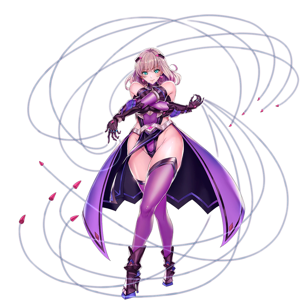 1girl, action_taimanin, aqua_eyes, armor, breasts, curvy, earrings, full_body, grey_hair, highleg, highleg_leotard, jewelry, kikuchi_aoi, large_breasts, leotard, leotard_under_clothes, lilith-soft, long_hair, looking_at_viewer, official_art, revealing_clothes, saijou_satoru, shiny_clothes, shiny_skin, smile, solo, standing, taimanin_(series), thong_leotard, transparent_background, wire