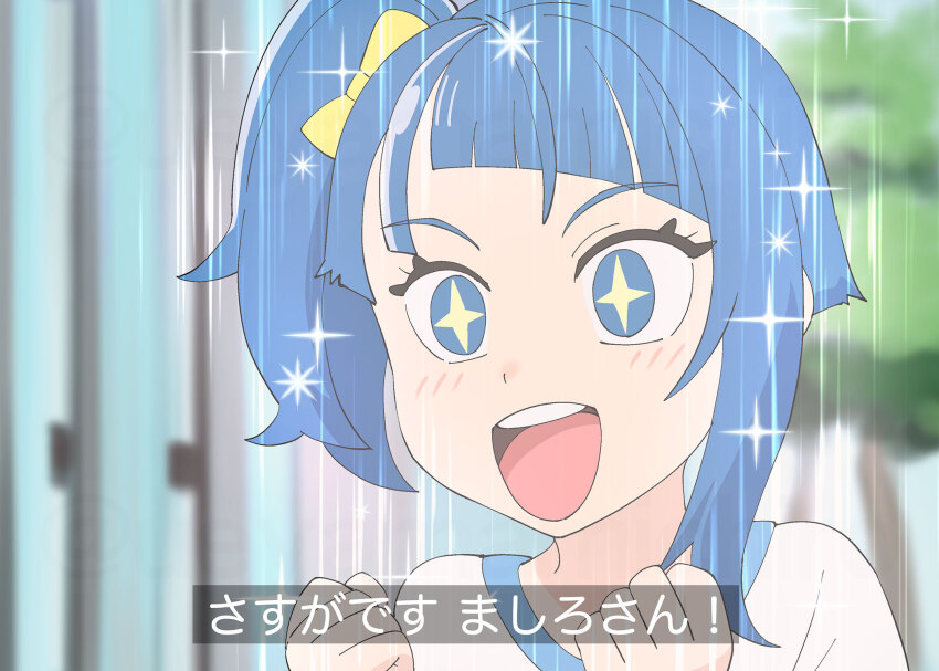 +_+, 1girl, akuyaku_reijou_tensei_ojisan, anna_doll, blue_eyes, blue_hair, blurry, blurry_background