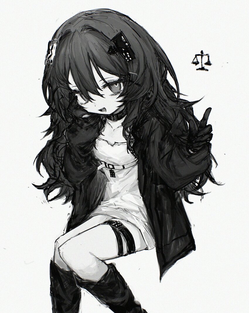 1girl, boots, choker, cirsium_(lavender_quartz), collarbone, dress, feet_out_of_frame, gloves