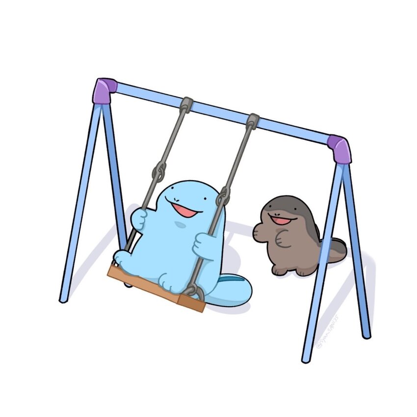 animal_focus, clodsire, full_body, gen_2_pokemon, highres, nintendo, no_humans, on_swing