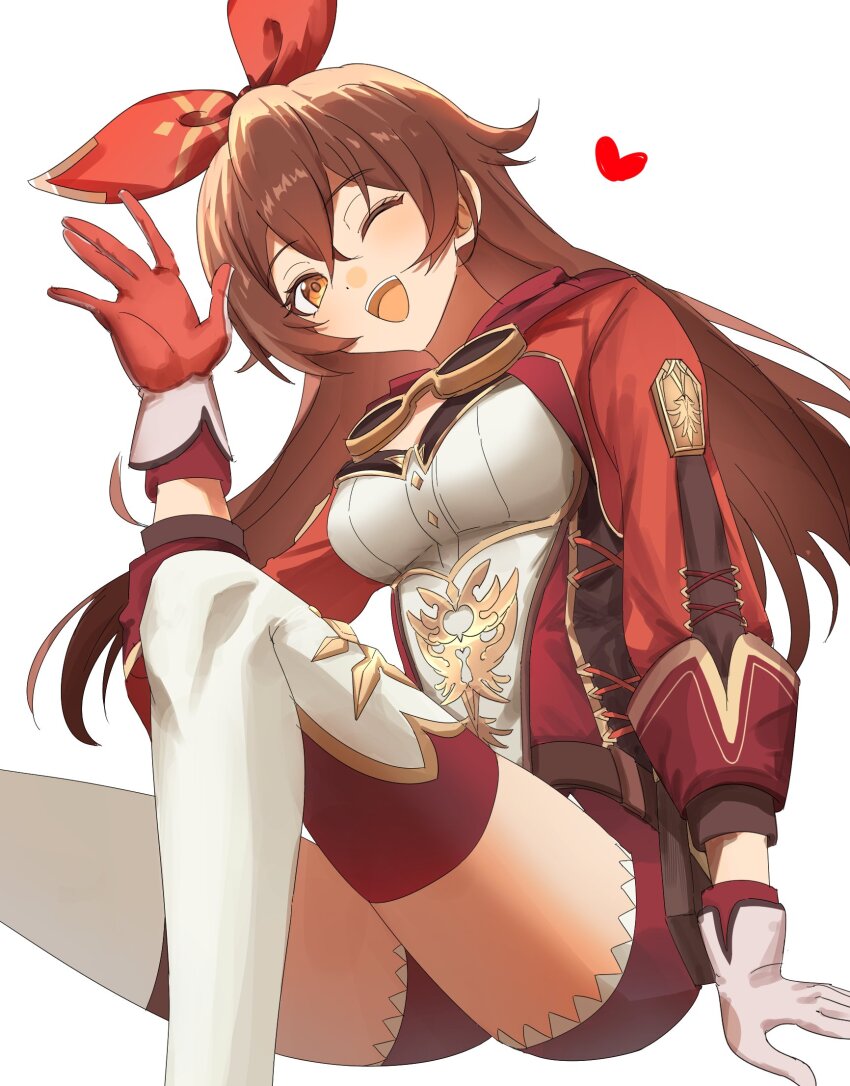 1girl, amber_(100_outrider)_(genshin_impact), amber_(genshin_impact), brown_eyes, brown_hair, cropped_jacket, ekaze202, genshin_impact