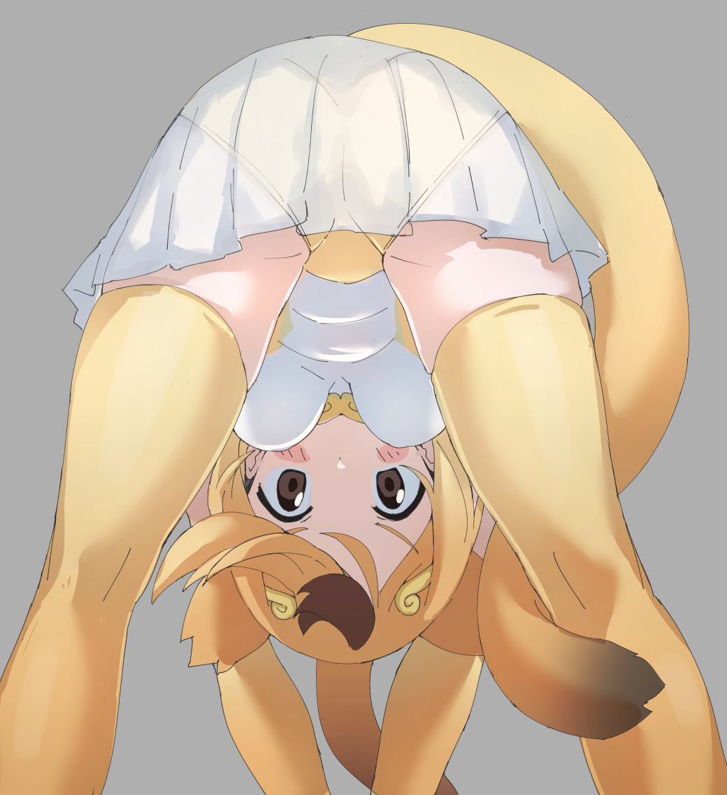 1girl, animal_ears, ass, bent_over, blonde_hair, blush, breasts, circlet