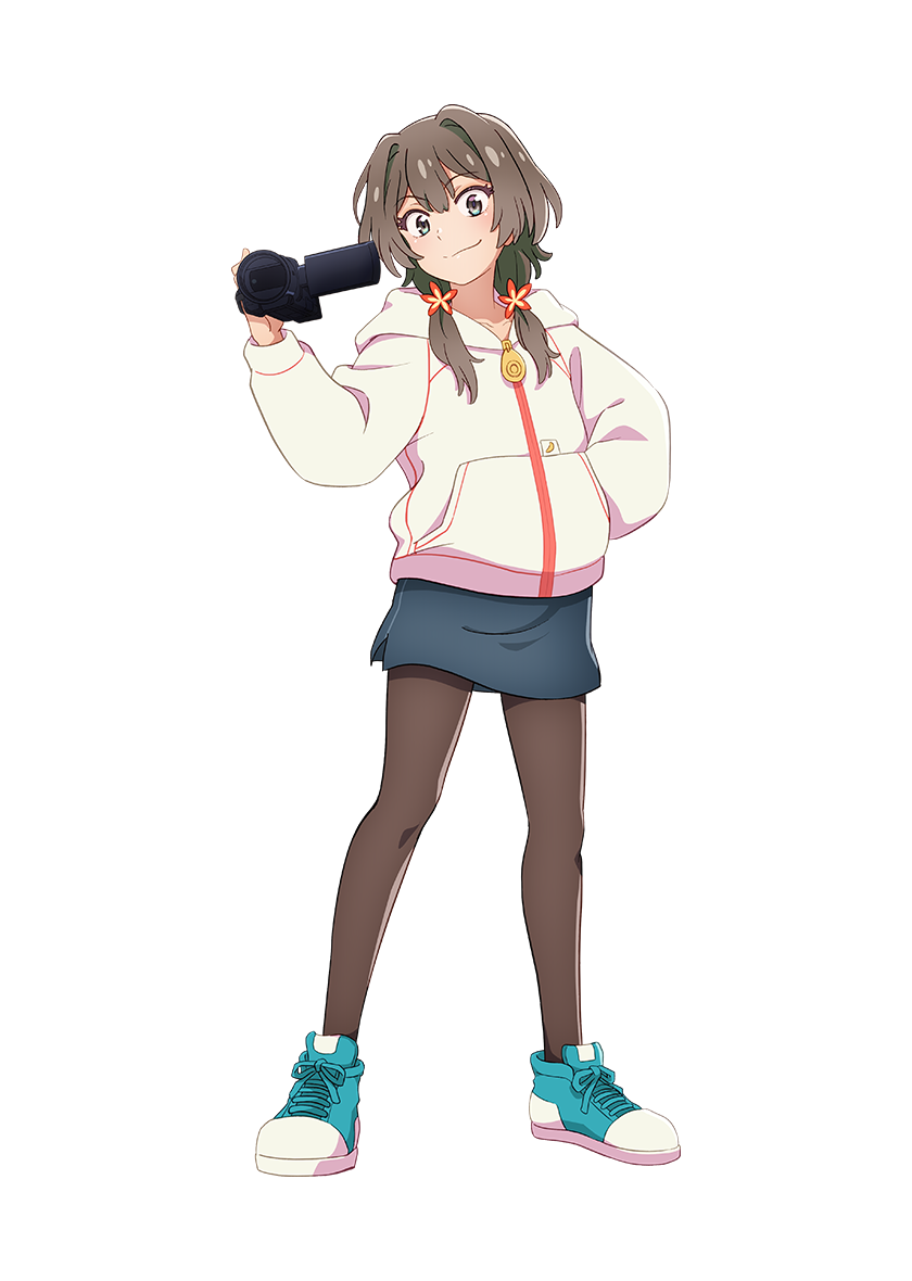 1girl, anime_coloring, aqua_shoes, arima_ryouta, blue_eyes, blue_skirt, blush, brown_hair