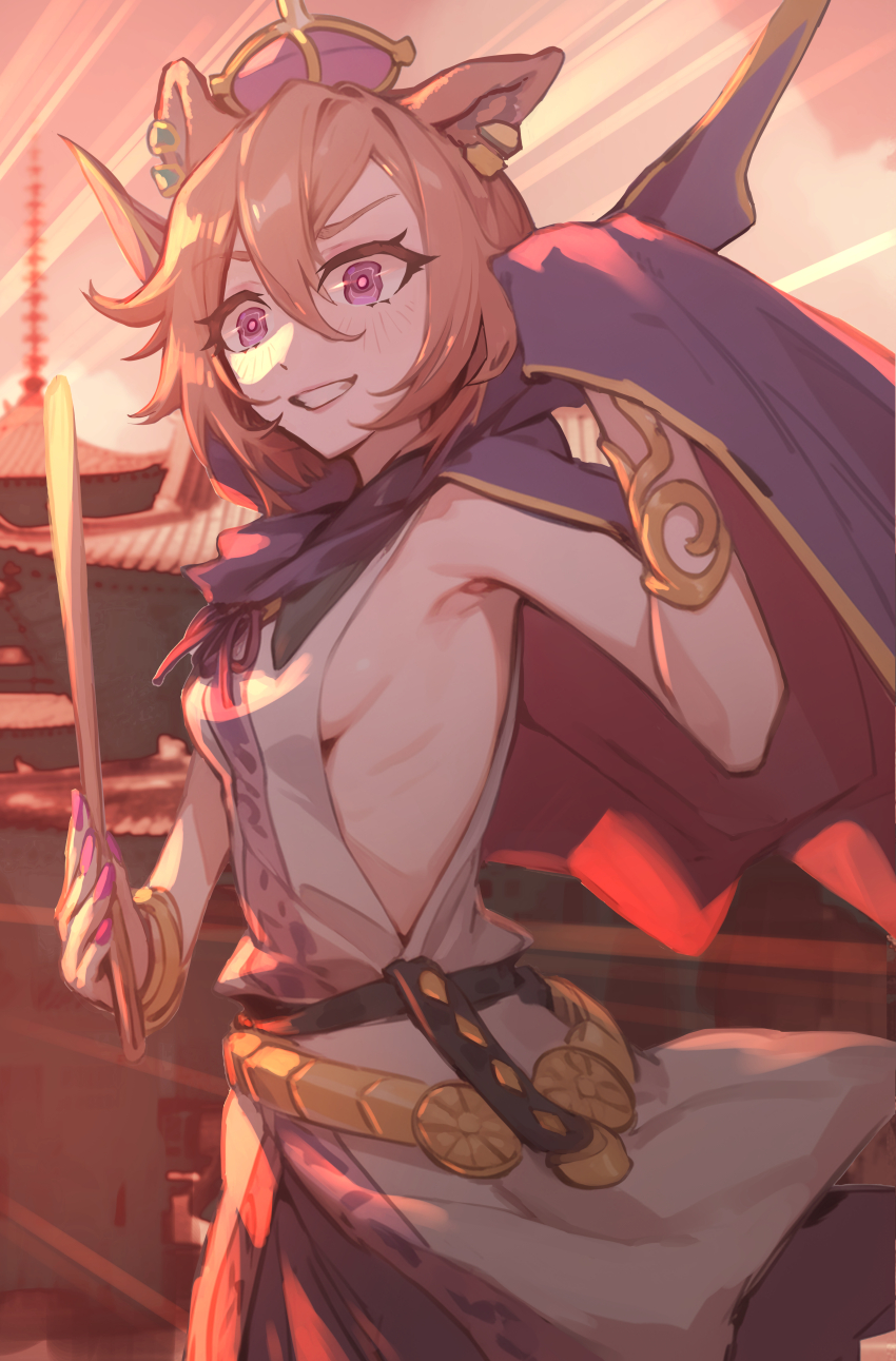 1girl, absurdres, animal_ears, armpits, belt, black_belt, black_sailor_collar, breasts