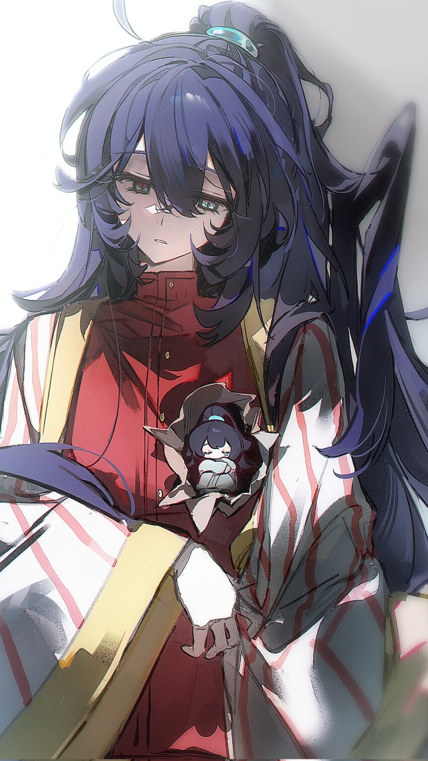 1boy, 66167e3d, black_eyes, black_hair, blue_eyes, chinese_clothes, coat, e.g.o_(project_moon)