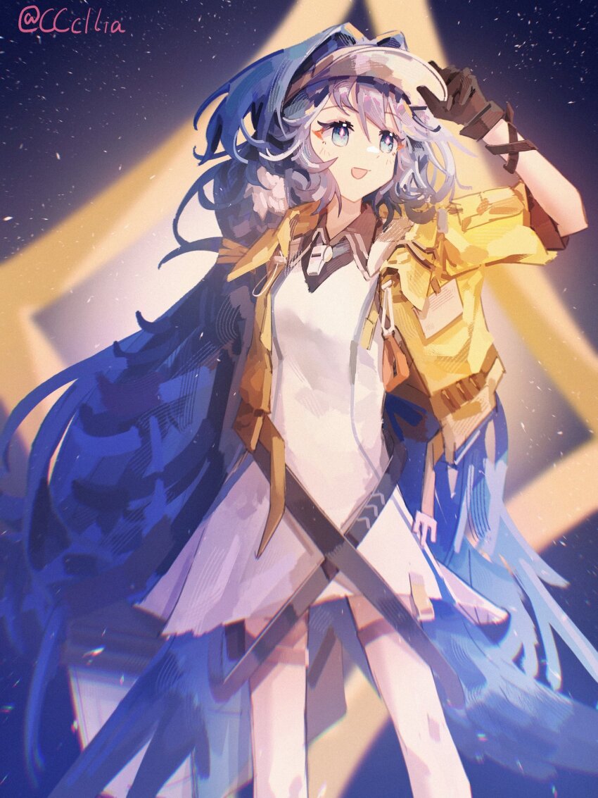 1girl, animal_ears, arknights, astesia_(arknights), astesia_(fantastic_crafts)_(arknights), bird_ears, bird_tail, black_gloves