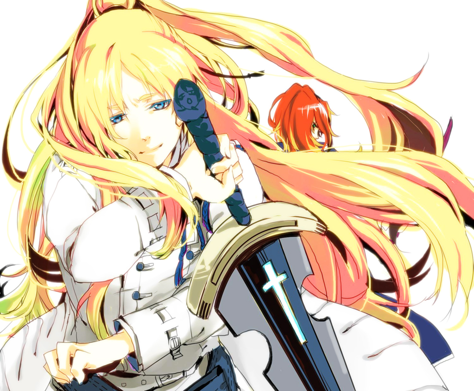 1boy, 1girl, ao_no_exorcist, arthur_auguste_angel, bad_id, bad_pixiv_id, blonde_hair, cross