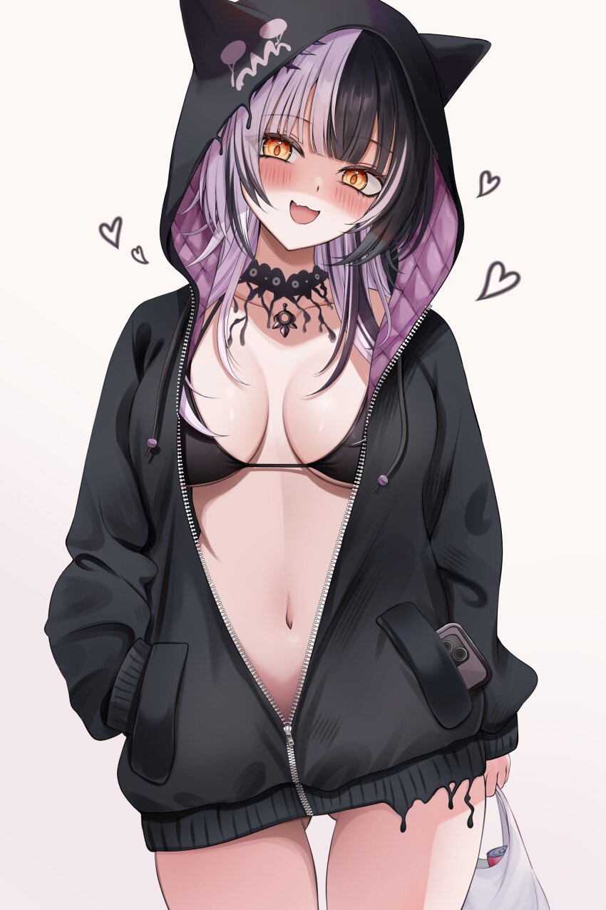 1girl, 7nopi, :3, absurdres, alternate_costume, animal_hood, bag, bikini