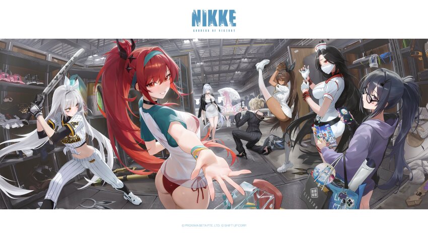 6+girls, 6+others, absurdres, ass, bag, baseball_bat, baseball_jersey, bikini