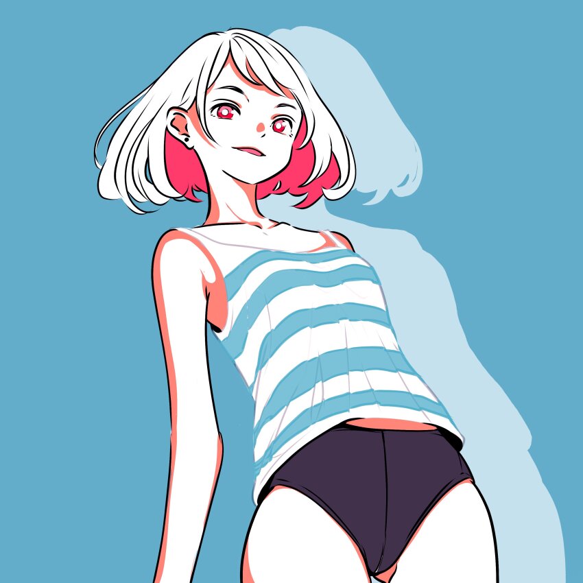 1girl, absurdres, blue_background, collarbone, cowboy_shot, firework_japan, highres, looking_at_viewer