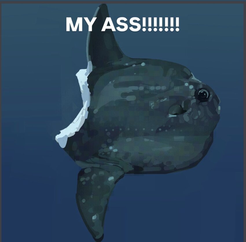 animal_focus, bite_mark, blue_background, caption, commentary, english_commentary, english_text, fish