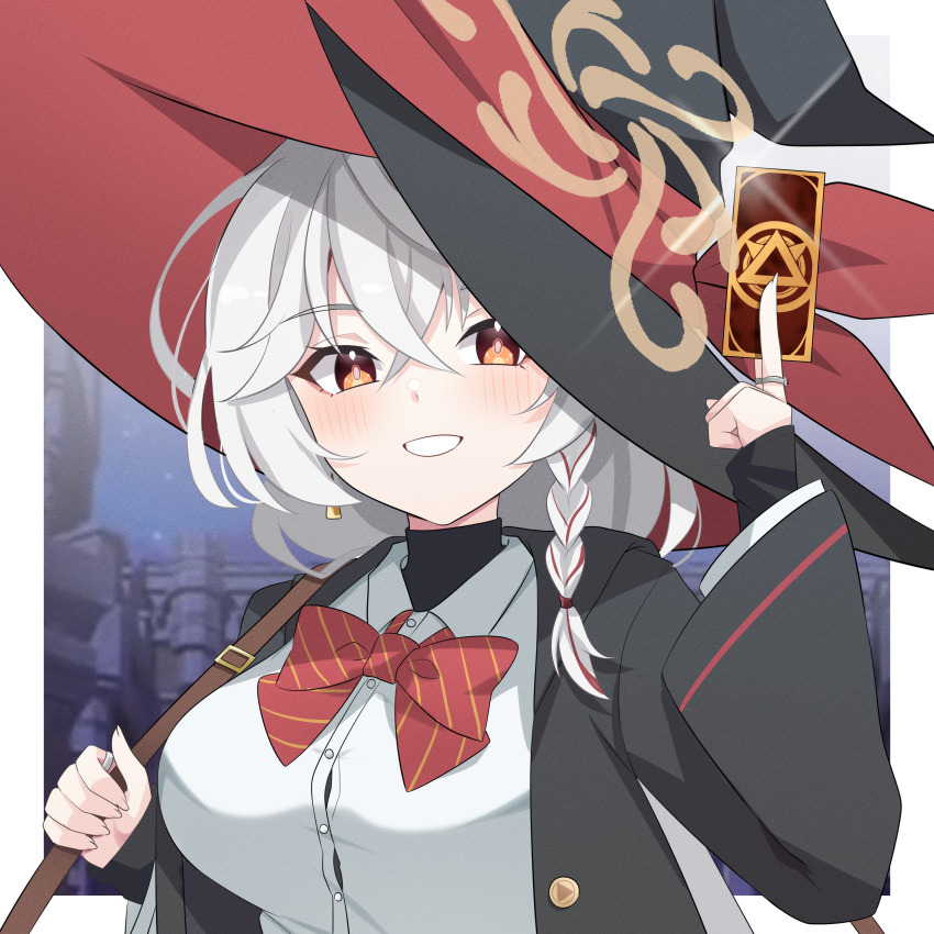 absurdres, blue_archive, bow, bowtie, braid, card, eri_(blue_archive), halo