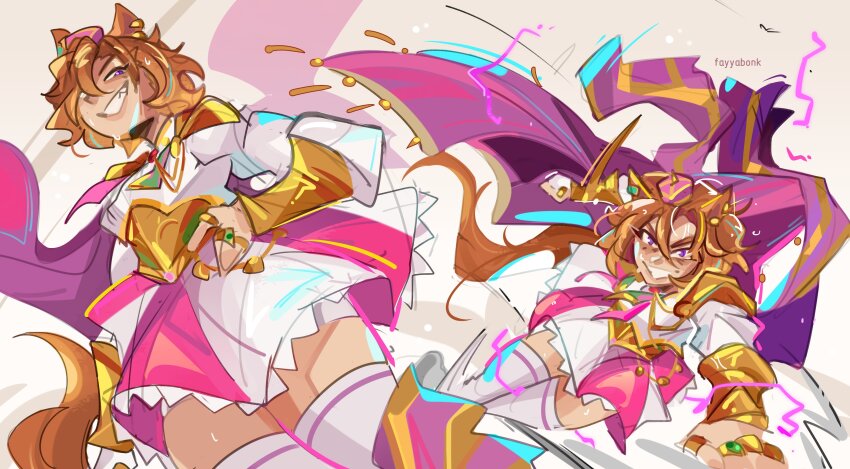 1girl, absurdres, brown_hair, cape, commentary, crown, english_commentary, fayyabonk