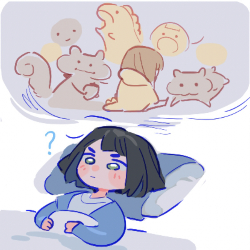 ._., 2girls, :i, :o, :|, ?, animalization, black_hair