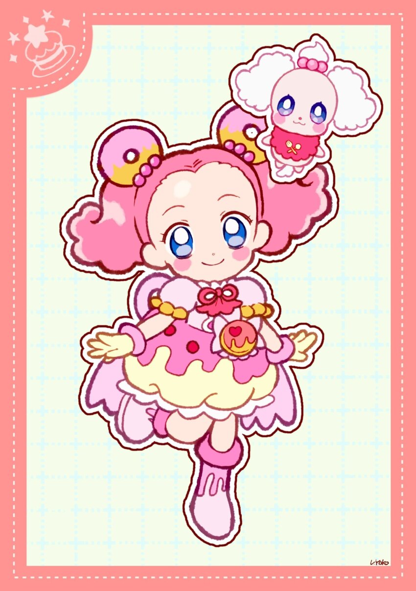 1girl, :3, back_ribbon, blue_eyes, blush_stickers, boots, border, bow