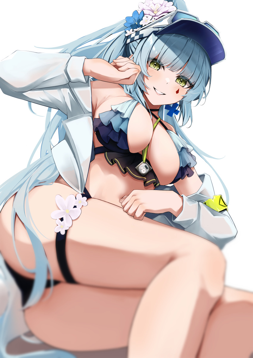 1girl, absurdres, aratake, ass, bikini, black_bikini, breasts, cleavage