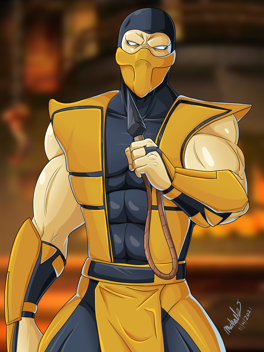 1boy, absurdres, black_gloves, fingerless_gloves, gloves, hanzo_hasashi, highres, holding