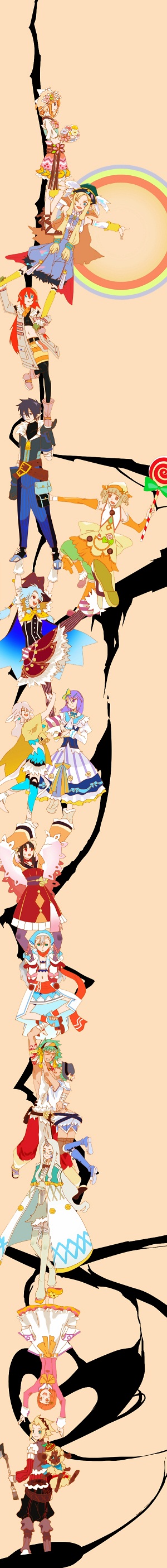 4boys, 6+girls, absurdres, carlos_(rune_factory), chocolat_(rune_factory_3), dahlia_(rune_factory), durarara!!, gadzhi_(rune_factory)