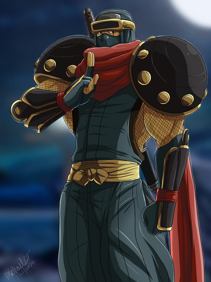 1boy, absurdres, elbow_gloves, fingerless_gloves, fishnets, gloves, hattori_hanzou_(samurai_spirits), highres