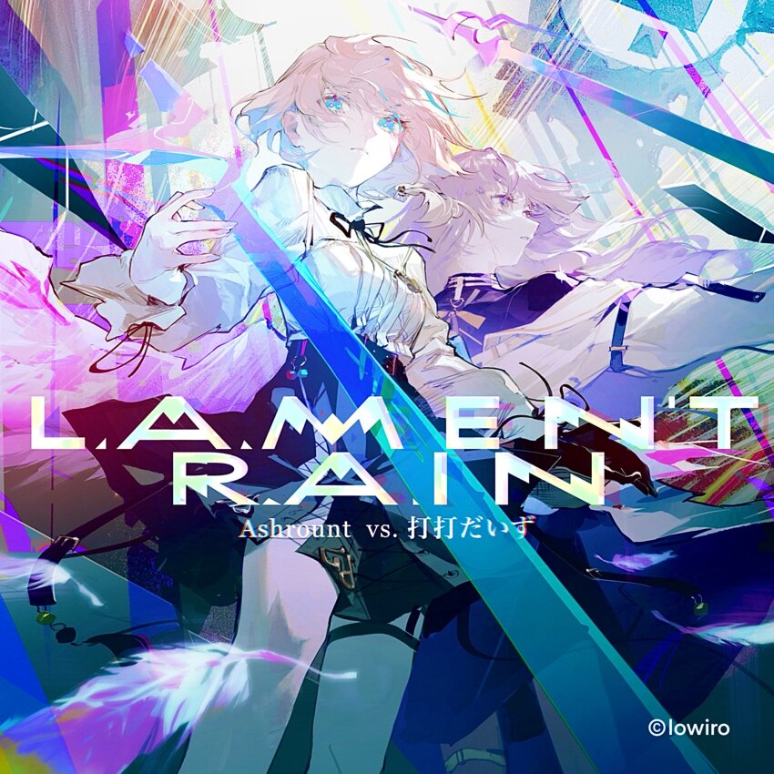 2girls, aamond, angel_wings, arcaea, bandage_on_face, bandages, bandaid, bandaid_on_face