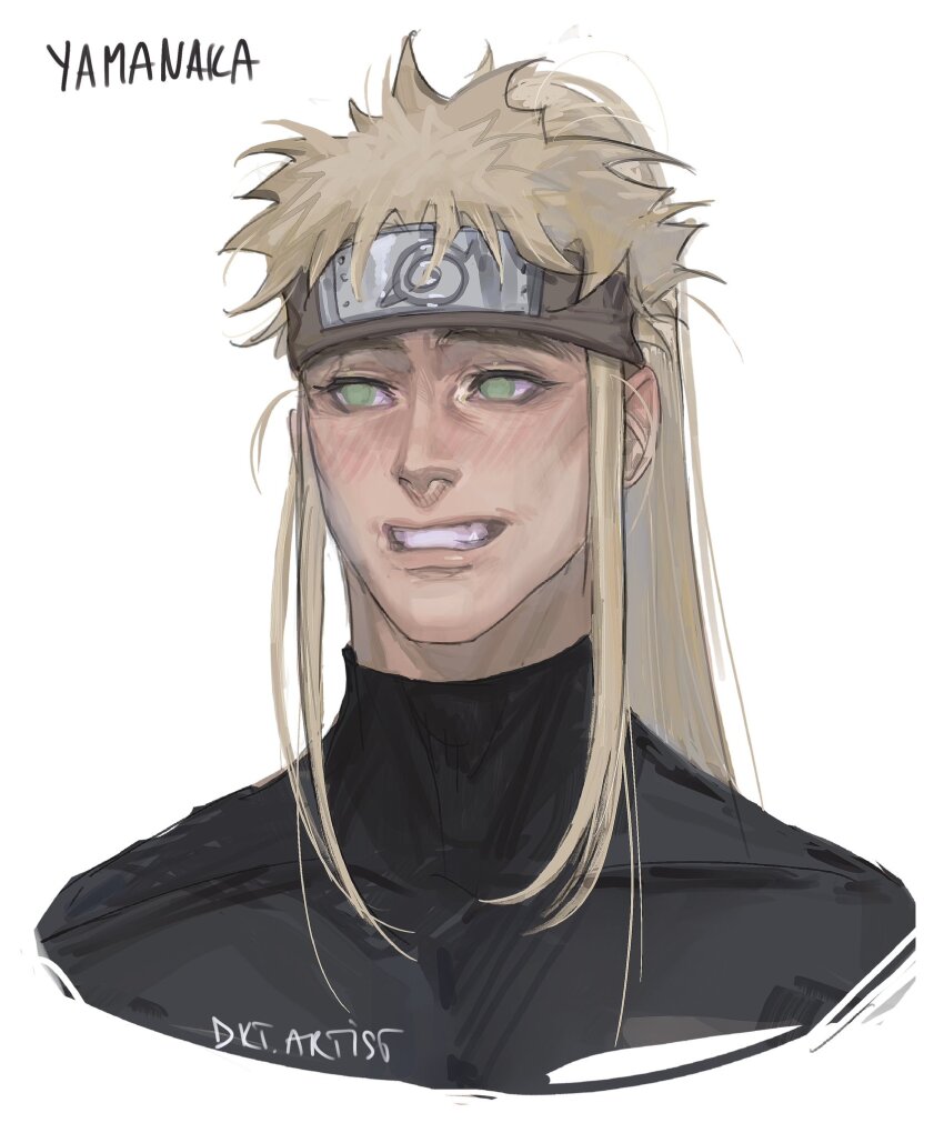 1boy, artist_name, artistdkt, black_shirt, blonde_hair, blush, character_name, collarbone