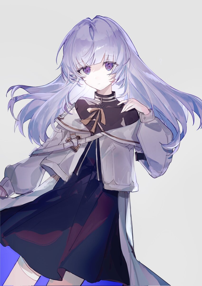 1girl, arcaea, black_dress, black_gloves, black_pantyhose, bow, collared_shirt, dress