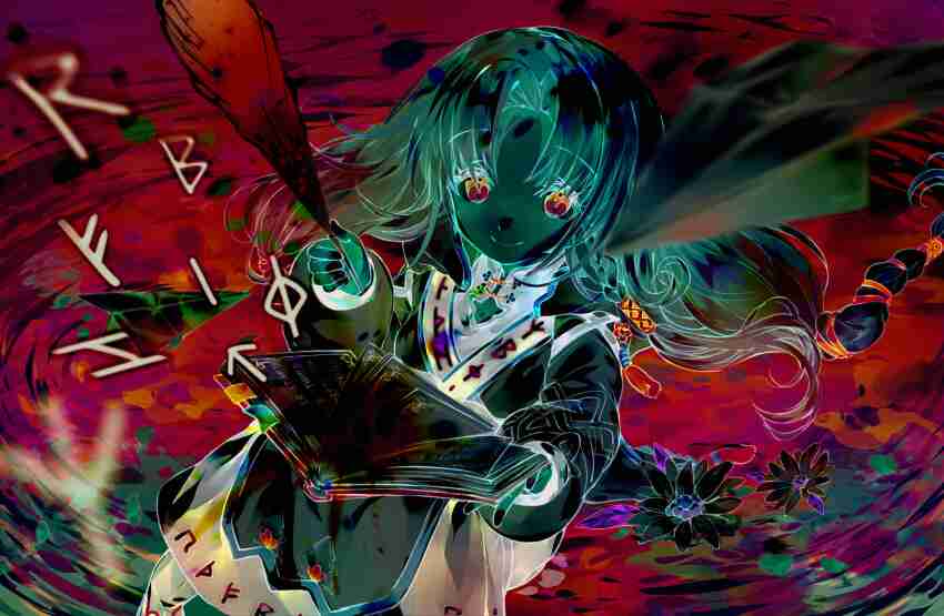 blaanid_(mabinogi), blonde_hair, blue_eyes, book, braid, highres, long_hair, mabinogi