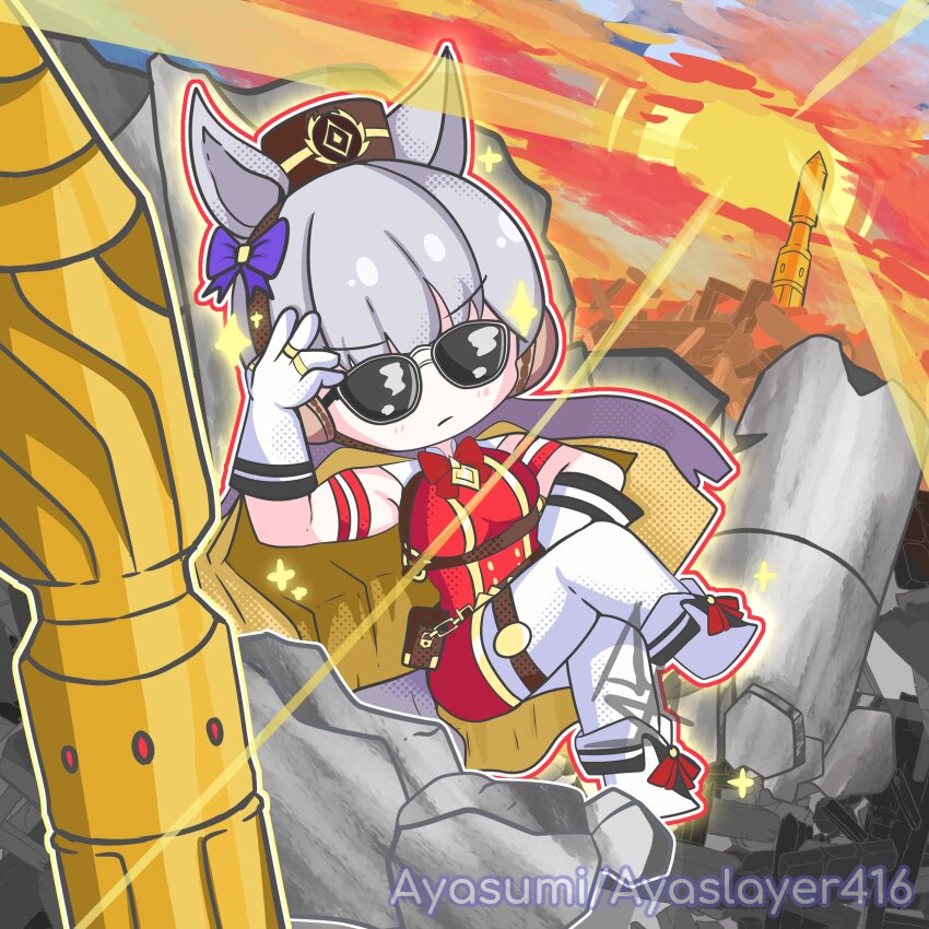 1girl, absurdres, animal_ears, ayasumi_(ayaslayer416), blurry, closed_mouth, crossed_legs, depth_of_field