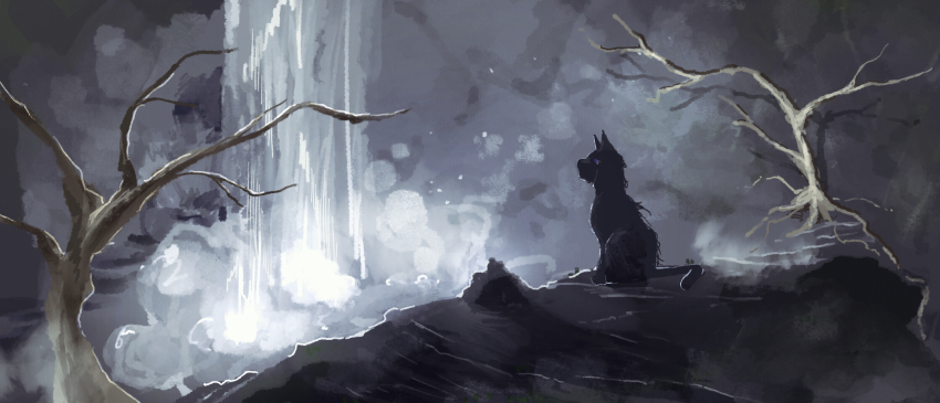 animal, animal_focus, black_cat, blue_eyes, cat, commentary, crowfeather, highres