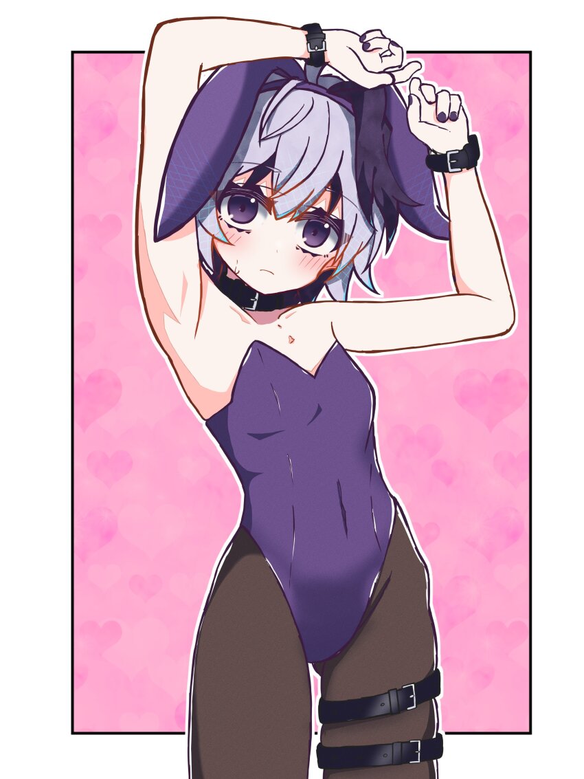 1girl, absurdres, animal_ears, armpit_focus, armpits, belt, black_belt, blush