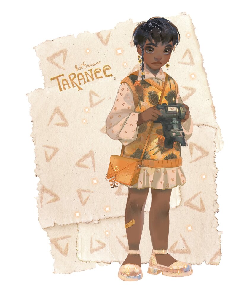 1girl, anxiety_(inside_out_2), bag, bag_charm, bandaid, bandaid_on_leg, bare_legs, beads