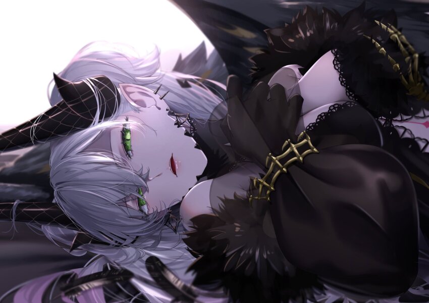 1girl, bare_shoulders, breasts, cleavage, demon_girl, demon_horns, fate/grand_order, fate_(series)