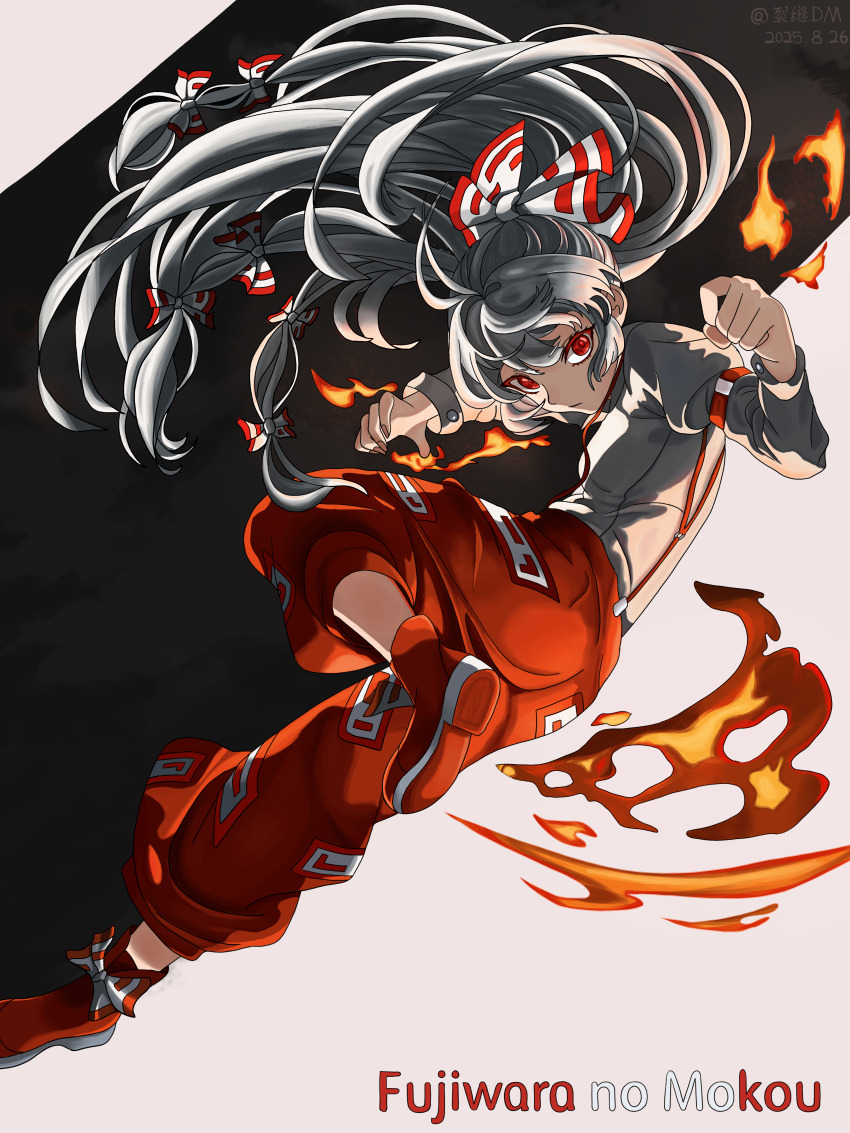 1girl, absurdres, artist_name, black_background, bow, character_name, chinese_commentary, clenched_hand